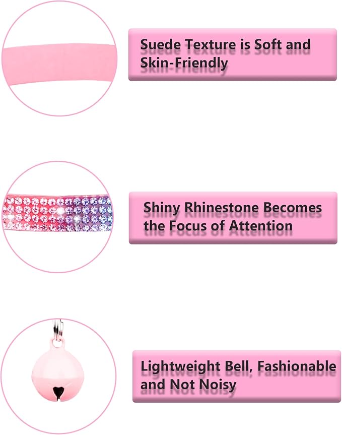 Cat Collars for Girl Cats with Rhinestone Soft Velvet, Breakaway Cat Collars - Image 4