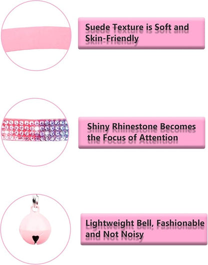 Cat Collars for Girl Cats with Rhinestone Soft Velvet, Breakaway Cat Collars - Image 4