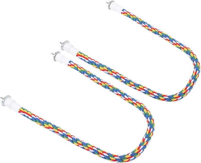 2PCS 60cm/23.6in Bird Rope Perch, 1.8cm Soft Cotton Parakeet Perches, Colorful - Image 9