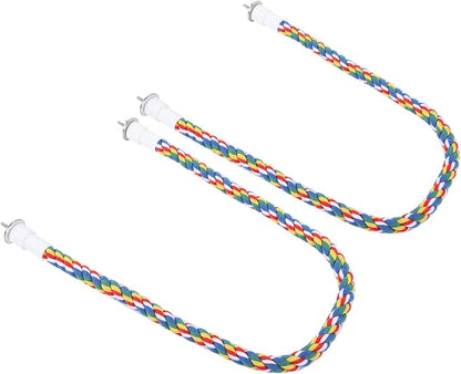2PCS 60cm/23.6in Bird Rope Perch, 1.8cm Soft Cotton Parakeet Perches, Colorful - Image 9