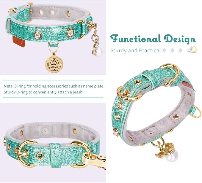 PetsHome Cat Collar, Dog Collar, PU Leather Adjustable Pet Collar - Image 3