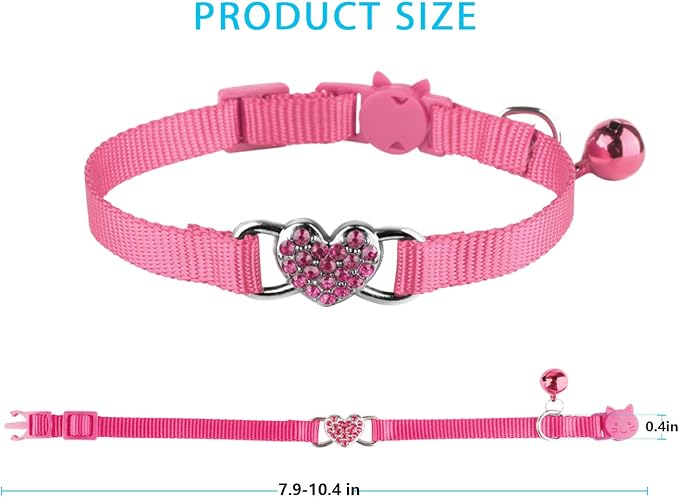 2 Pcs Cat Collars Heart Bling Breakaway - Image 3