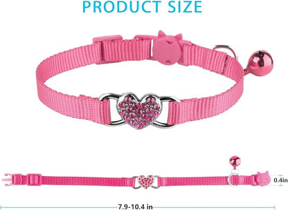 2 Pcs Cat Collars Heart Bling Breakaway - Image 3
