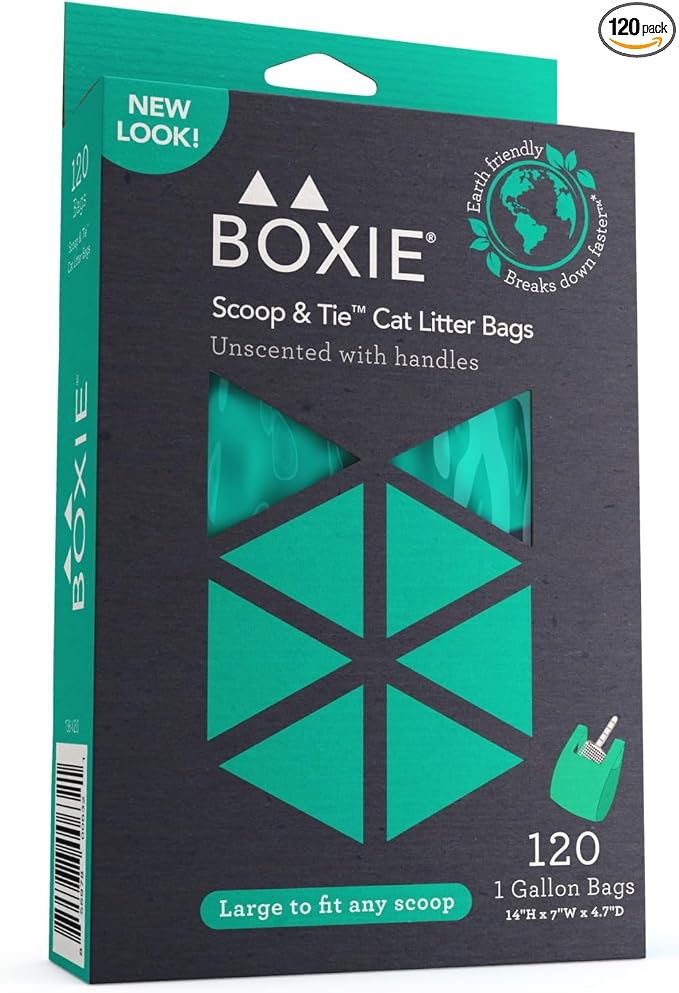 Boxie Sustainable Scoop & Tie Pet Waste Bags, Leak-Proof, Easy-to-Tie Handles by Boxiecat
