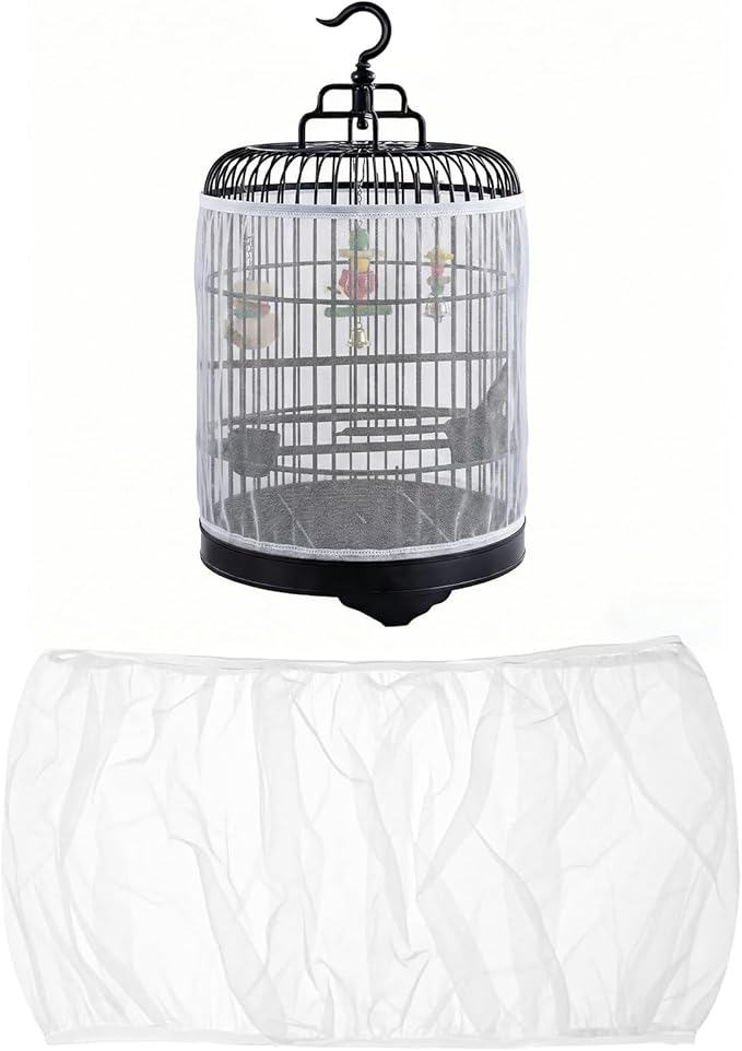 2 Pcs Bird Cage Seed Catcher, Adjustable Bird Cage Net Cover, Reusable Soft by SFIELCAPA