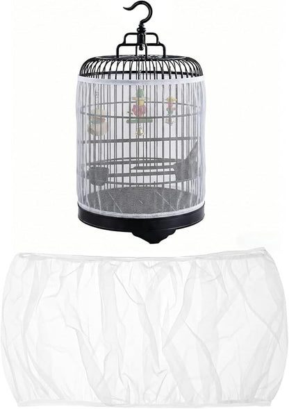 2 Pcs Bird Cage Seed Catcher, Adjustable Bird Cage Net Cover, Reusable Soft by SFIELCAPA