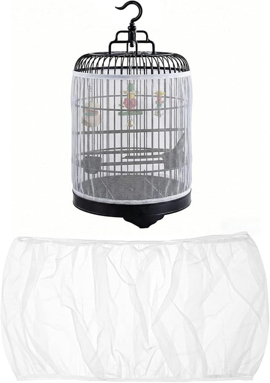 2 Pcs Bird Cage Seed Catcher, Adjustable Bird Cage Net Cover, Reusable Soft by SFIELCAPA
