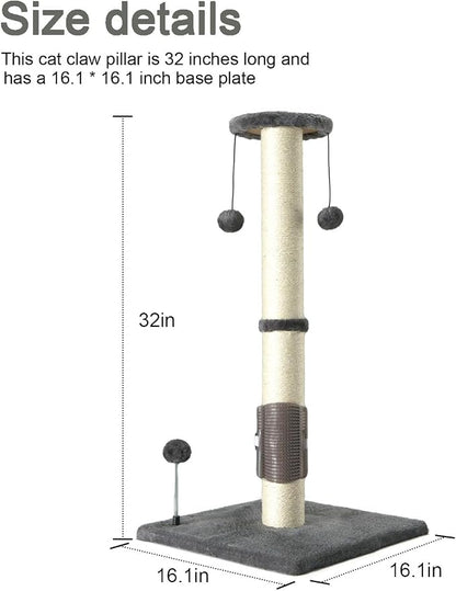 PEEKAB 32" Tall Cat Scratching Post Sisal Scratch Posts, - Image 4