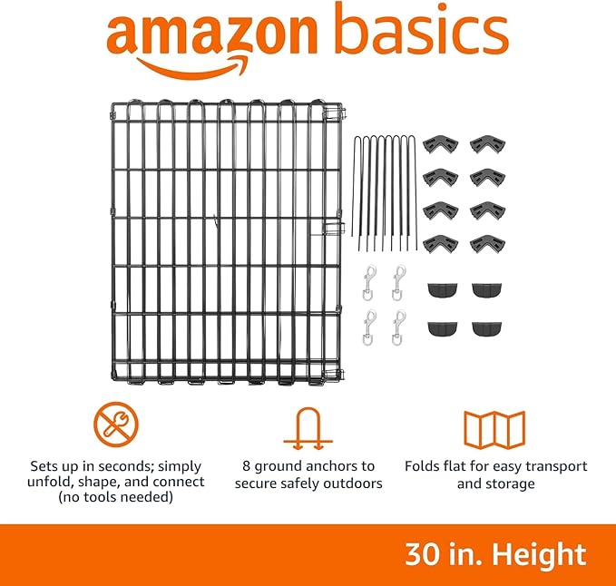 Amazon Basics Foldable Octagonal Metal Exercise Dog Playpen - Image 5