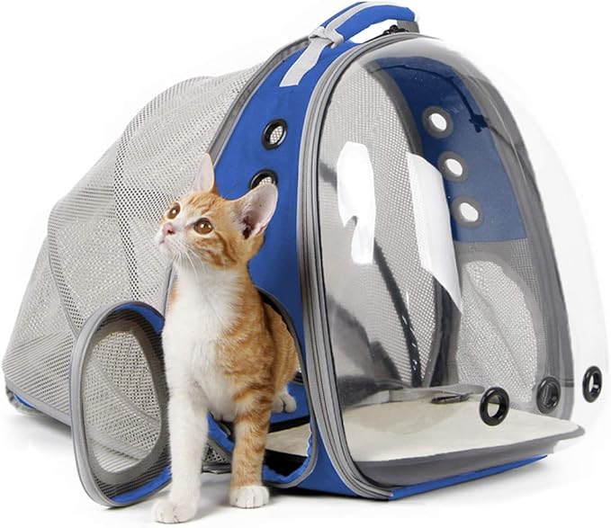 Back Expandable Clear Cat Backpack Carrier, Fit up to 12 lbs, Space Capsule by halinfer