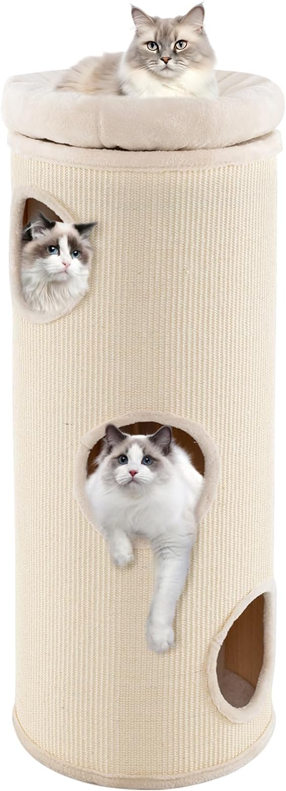 Tangkula 4 Story Cat Tree Condo, 49” Barrel-Shaped Cat House by TANGKULA