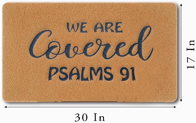Assaoy We are Covered Psalm 91 Funny Door Mats Outside Coir Doormat - Image 3