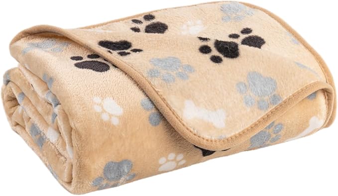Dog Blanket Paw Bone Pattern 1 Pack 1 Super Soft Warm Flannel Sofa Cover Car by AIWEKHOME