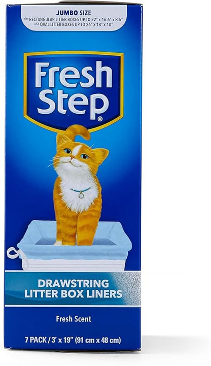 Fresh Step Jumbo Drawstring Cat Litter Box Liners, Scented Heavy Duty Kitty - Image 2
