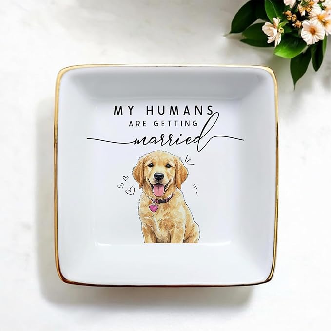 Custom Pet Portrait Watercolor Ring Dish, My Humans Are Getting Married Jewelry - Image 2
