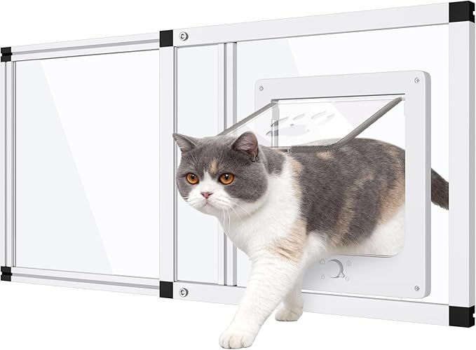 Sliding Cat Door for Window, Fits 32"-37" Width Window, 2-Min Install | by Yoochee