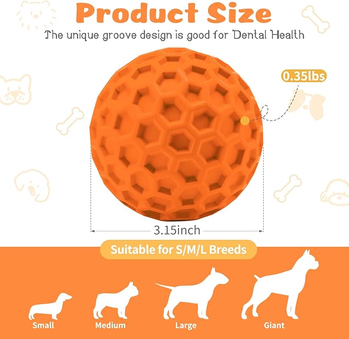 HIPPIH Indestructible Squeaky Dog Toys, Interactive Dog Balls 2 Pack, Chew Toys - Image 2