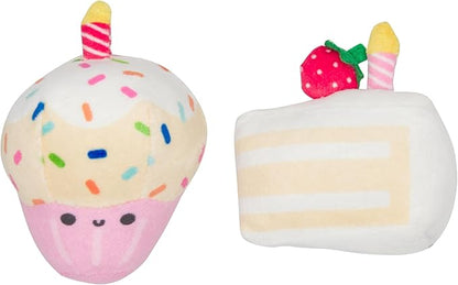 Pearhead Happy Birthday Cake Cat Toy Set, Stuffed Birthday Cake and Cupcake Cat by Pearhead