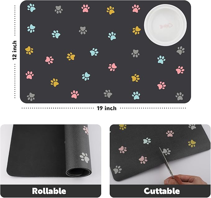 Cat Food Mat Absorbent Dog Mat for Food and Water Non Slip Quick Dry Dog Bowl - Image 5