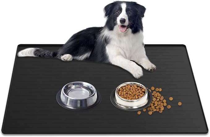 Large Dog Mat for Food and Water, 31.8"x23.8" Silicone Pet Feeding Mats by Goldleaf