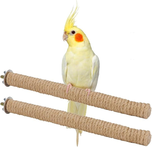 Hypeety Bird Perch Stand Natural Wood Parrot Hemp Rope Perch Birdcage by Hypeety