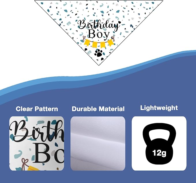 Dog Bandana for Birthday Party Supplies Puppy Pet Bandanas Boy Happy Birthday - Image 2