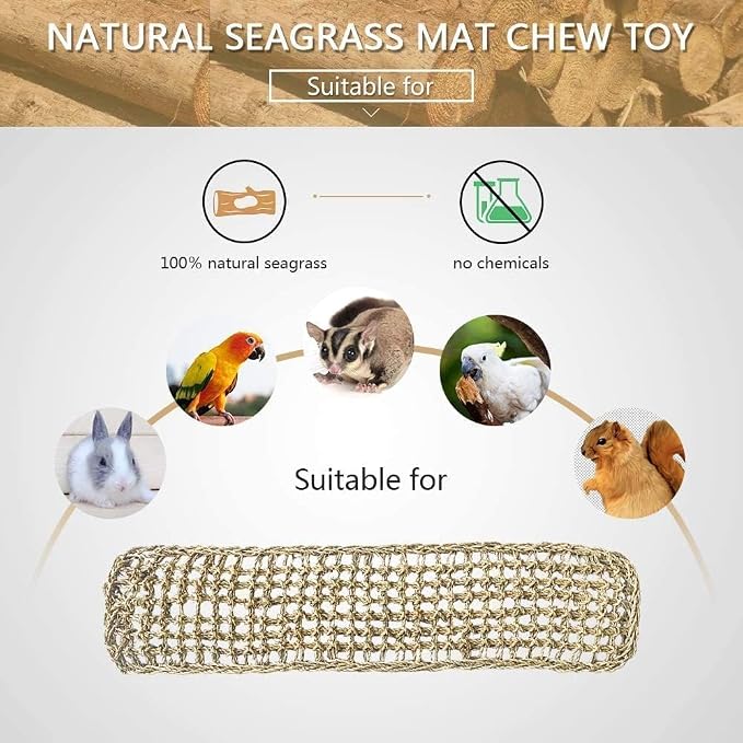 Bird Seagrass Mat 30" × 7" Parrot Natural Grass Woven Net Hammock Parakeet - Image 7