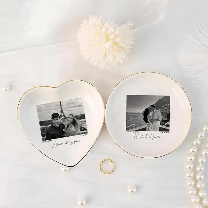 Custom Couple Portrait Photo Ring Dish, Personalized Picture Trinket Tray - Image 7