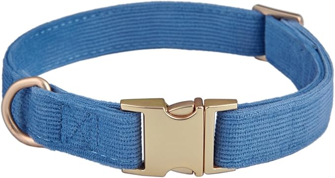 Soft Cotton Dog Collar with Metal Buckle Adjustable Heavy Duty Comfy Corduroy by YUDOTE
