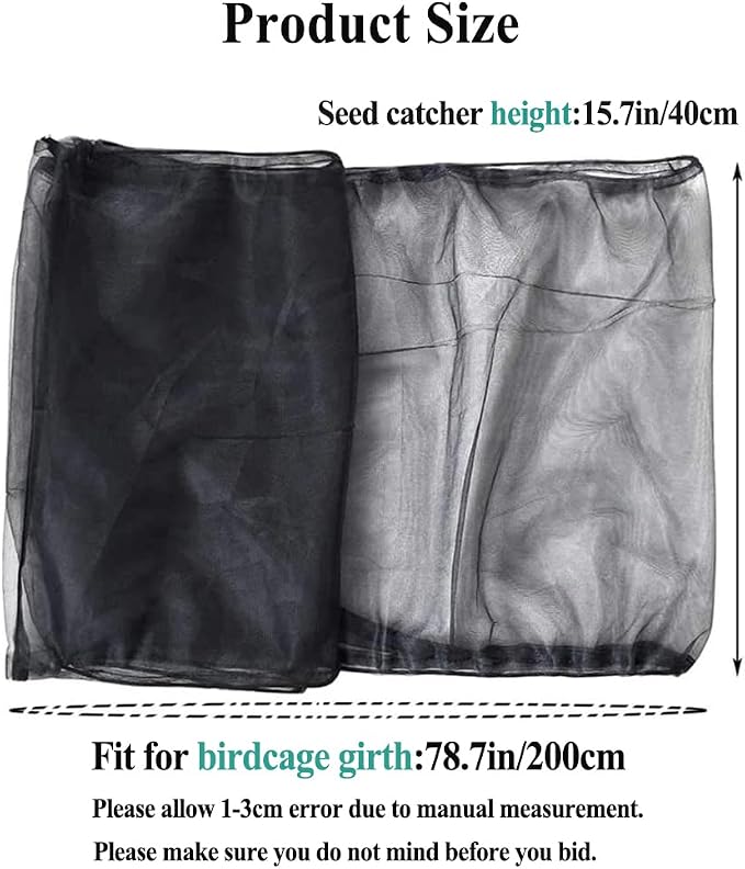 ASOCEA Bird Cage Seed Catcher, Universal Bird Cage Cover Skirt, Adjustable - Image 2