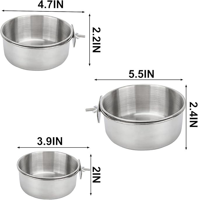 Bird Feeding Dish Cups 3 Pack Parrot Food Bowl Cage - Image 2