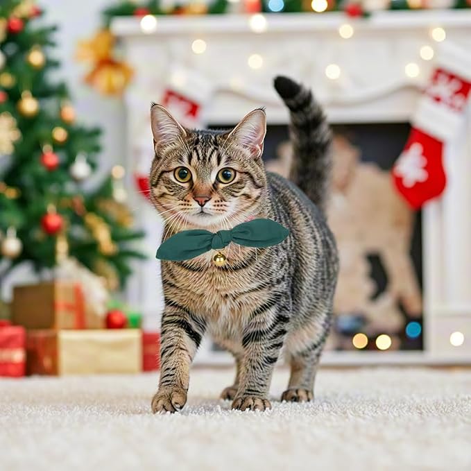 Bunny Ear Cat Collar with Bell and Bow Tie, Breakaway Cute Bowtie Kitten Collars - Image 5