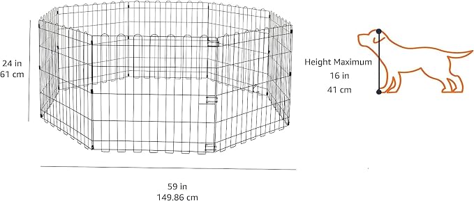 Amazon Basics Foldable Octagonal Metal Exercise Dog Playpen, Indoor/Outdoor Pet - Image 2