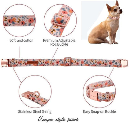 Unique Style Paws Pink Rose Collar Metal Buckle Dog Collar Flower Gift Durable - Image 2