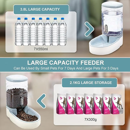 Meikuler Automatic Dog Cat Feeder and Water Dispenser Set, Waterer and Gravity - Image 2