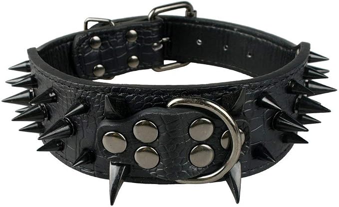 Serijoars Spiked Studded Dog Collar, PU Leather Dog Collar, Adjustable Pet by Serijoars