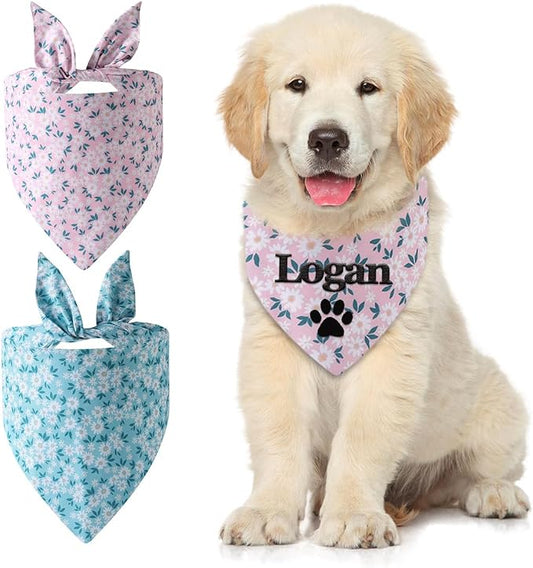 Personalized Dog Bandana Embroidered Name Custom Neckwear Dog Scarf Triangle by Ulicoprofessionalpersonalized