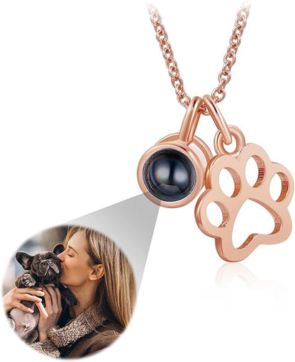 Personalized Cute Dog Cat Paw Name Necklace Forever Love Custom Heart Pendant - Image 3
