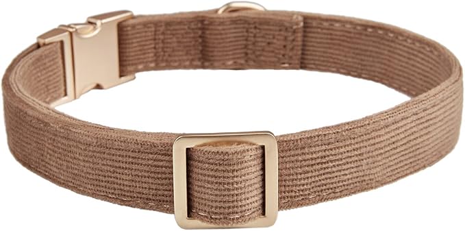 Soft Cotton Dog Collar with Metal Buckle Adjustable Heavy Duty Comfy Corduroy - Image 2