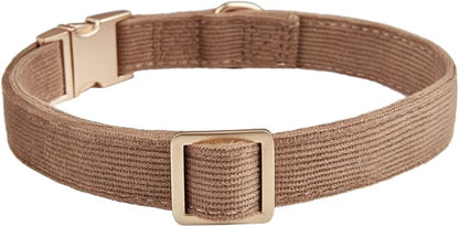 Soft Cotton Dog Collar with Metal Buckle Adjustable Heavy Duty Comfy Corduroy - Image 2