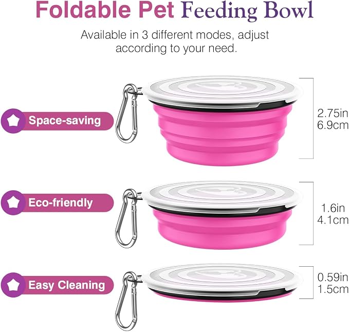 Pawaboo Collapsible Dog Bowls 2 Pack, Silicone Feeding Watering Bowls - Image 5