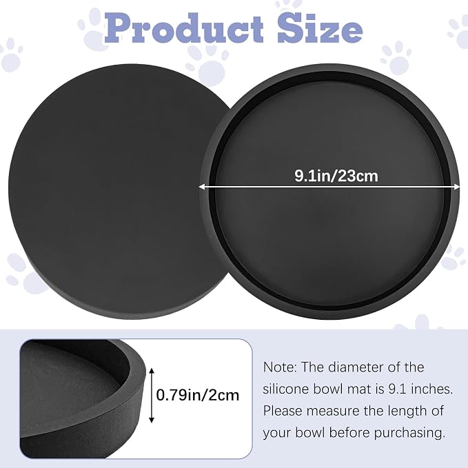 BNOSDM 2 PCS Dog Feeding Mat Black Silicone Pet Food Mats Waterproof - Image 2