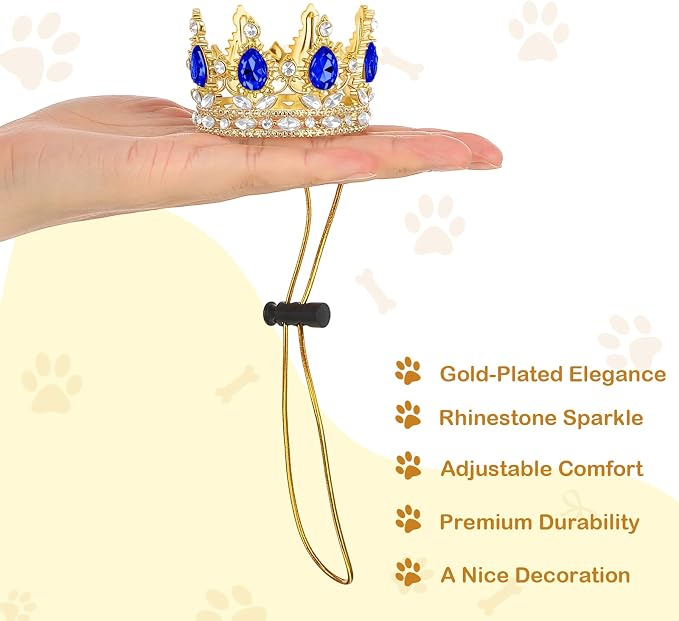 Abbylike Pet Rhinestone King Crown, Queen Crown - Image 3