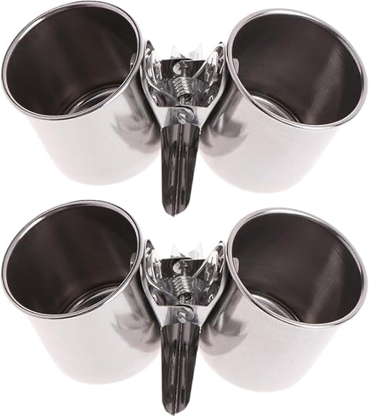 2 PCS Stainless Steel Bird Bowls by Unknown