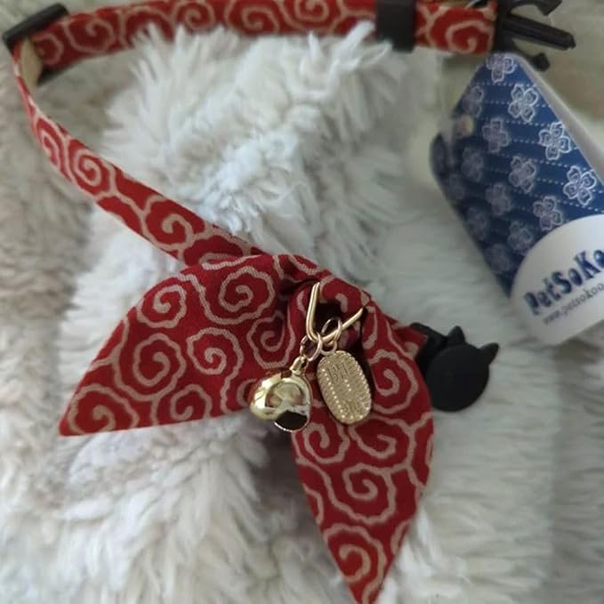 PetSoKoo Bunny Ears Cat Collar, Japan Lucky ‘開三運’ Charm. Safety Breakaway - Image 5