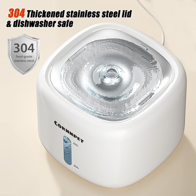 Cat Water Fountain 2.2L with 3 Filters and 1 Mat, Dual Flow Modes Dog Water - Image 3