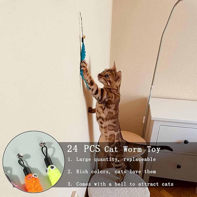 24 PCS Cat Worm Toy Replacement Teaser - Image 5