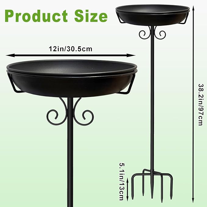 38In Freestanding Bird Bath for Outside, Detachable Birdbaths - Image 3