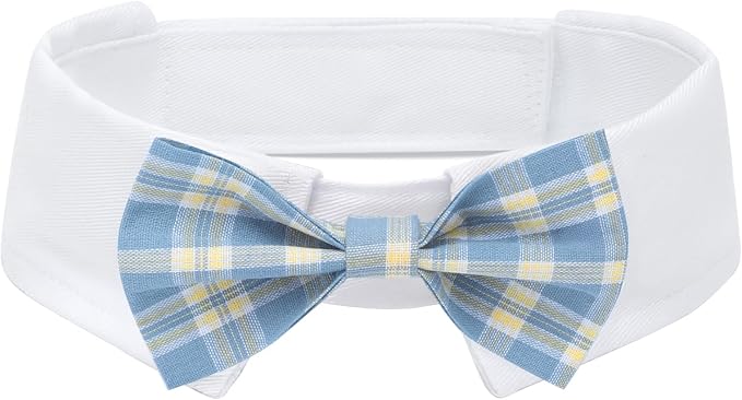 Segarty Dog Bow Tie, Adjustable Blue Plaid Bowtie Collar by Segarty