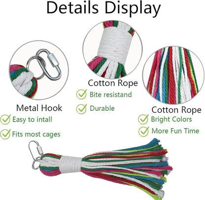 ASOCEA Pet Bird Parrot Colorful Cotton Rope Bite Chew Cage Hanging Toys - Image 4